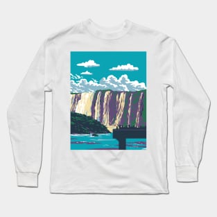 Iguazu Falls in Iguazu National Park Between Argentina and Brazil WPA Art Deco Poster Long Sleeve T-Shirt